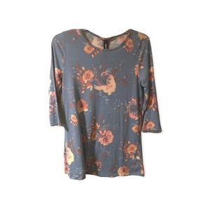 Agnes And Dora Women's Size Small Short Sleeve Blue With Floral Print Br…